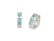 Load image into Gallery viewer, Blue Topaz and White Topaz earrings in sterling silver by Joryel Vera, style E1842 - view 2