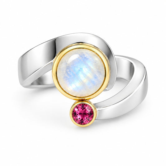Citrine and Moonstone ring in sterling silver by Joryel Vera, style R6981 - view 2