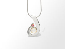 Load image into Gallery viewer, Blue Topaz and Cultured Pearl pendant in sterling silver by Joryel Vera, style P7315 - view 2