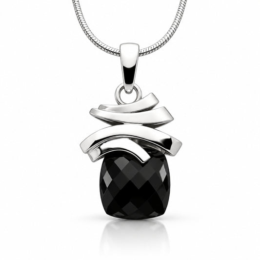 Black Onyx pendant in sterling silver by Joryel Vera, style P7323
