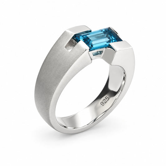 Amethyst and Blue Topaz ring in sterling silver by Joryel Vera, style R6979 - view 3