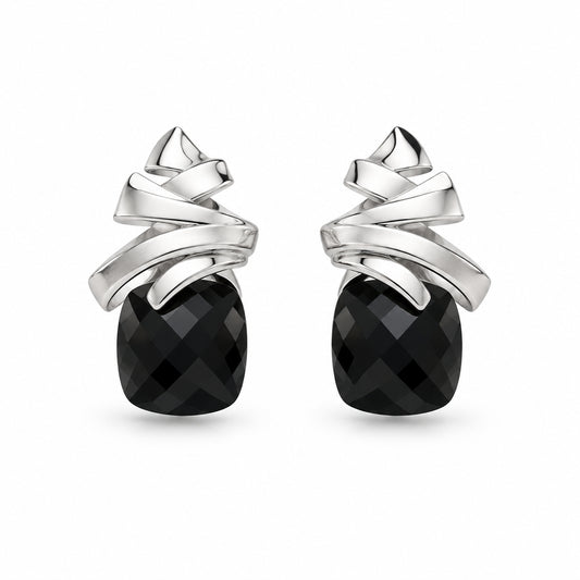 Black Onyx earrings in sterling silver by Joryel Vera, style E9303