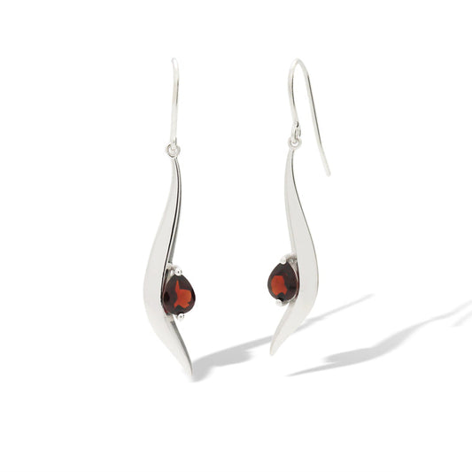 Garnet and Green Quartz earrings in sterling silver by Joryel Vera, style E9307