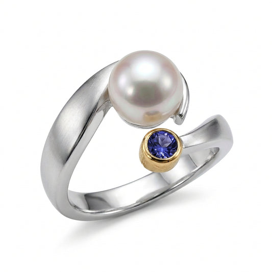 Blue Topaz and Citrine ring in sterling silver by Joryel Vera, style R6982 - view 3
