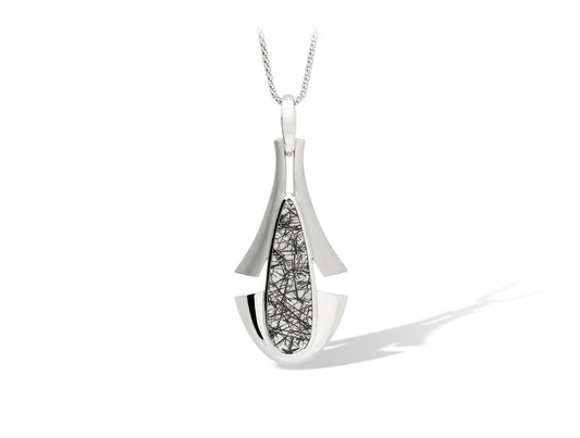Tourmalated Quartz pendant in sterling silver by Joryel Vera, style P7344