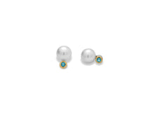 Load image into Gallery viewer, Blue Topaz and Garnet earrings in sterling silver by Joryel Vera, style E4311 - view 2