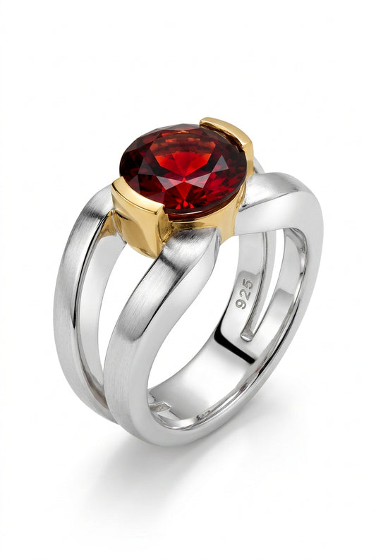 Amethyst and Garnet ring in sterling silver by Joryel Vera, style R5831