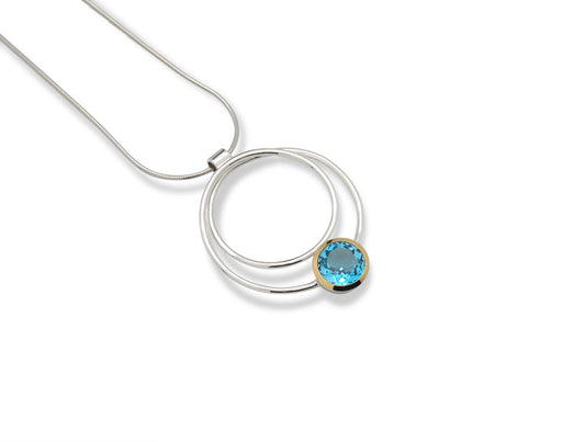 Green Amethyst and Amethyst pendant in sterling silver by Joryel Vera, style P6476 - view 3