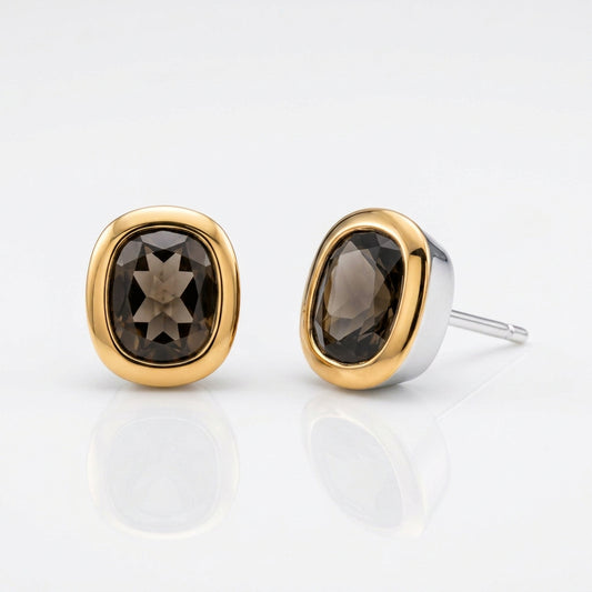 Garnet and Smokey Quartz earrings in sterling silver by Joryel Vera, style E4403 - view 2