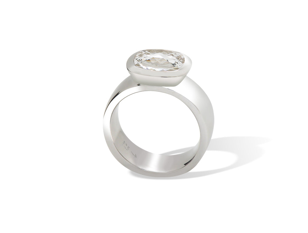 Faceted Cushion Cut Gemstone Ring | R4052
