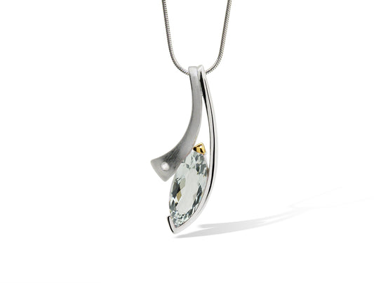 Green Amethyst and White Topaz pendant in sterling silver by Joryel Vera, style P6496 - view 2