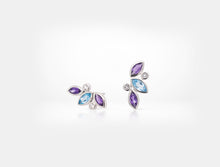 Load image into Gallery viewer, Amethyst and Blue Topaz earrings in sterling silver by Joryel Vera, style E4205 - view 3
