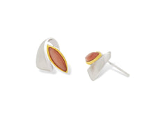 Load image into Gallery viewer, Chrysoprase and Peach Moonstone earrings in sterling silver by Joryel Vera, style E7621