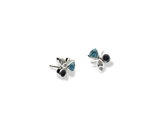 Blue Topaz, Iolite and White Topaz earrings in sterling silver by Joryel Vera, style E5539 - view 3