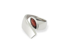 Load image into Gallery viewer, Blue Topaz and Garnet ring in sterling silver by Joryel Vera, style R3828