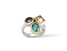 Load image into Gallery viewer, Amethyst and Blue Topaz ring in sterling silver by Joryel Vera, style R6491