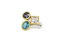 Load image into Gallery viewer, Amethyst and Blue Topaz ring in sterling silver by Joryel Vera, style R6491 - view 3
