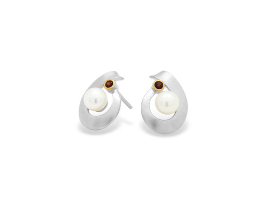 Blue Topaz and Cultured Pearl earrings in sterling silver by Joryel Vera, style E9293 - view 2