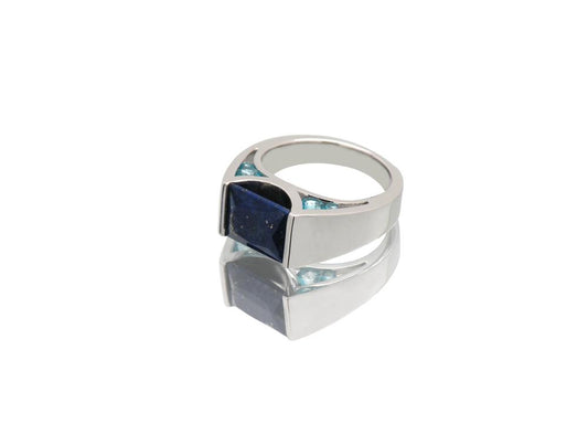 Blue Topaz and Citrine ring in sterling silver by Joryel Vera, style R5396 - view 3