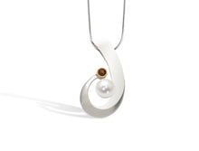 Load image into Gallery viewer, Blue Topaz and Garnet pendant in sterling silver by Joryel Vera, style P7316 - view 2