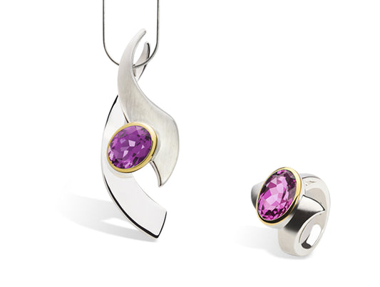 Amethyst and Blue Topaz jewelry set in sterling silver by Joryel Vera - view 2