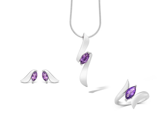 Amethyst and Blue Topaz jewelry set in sterling silver by Joryel Vera, style SET440