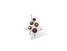 Load image into Gallery viewer, Amethyst and Blue Topaz ring in sterling silver by Joryel Vera, style R7186 - view 5