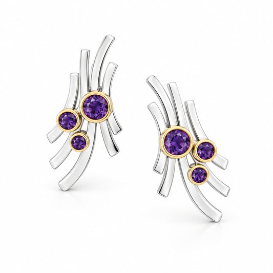 Amethyst and Blue Topaz earrings in sterling silver by Joryel Vera, style E9779 - view 3