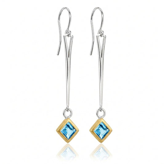 Amethyst and Blue Topaz earrings in sterling silver by Joryel Vera, style E9875 - view 2
