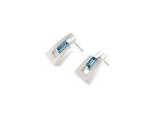 Load image into Gallery viewer, Blue Topaz and Garnet earrings in sterling silver by Joryel Vera, style E9360