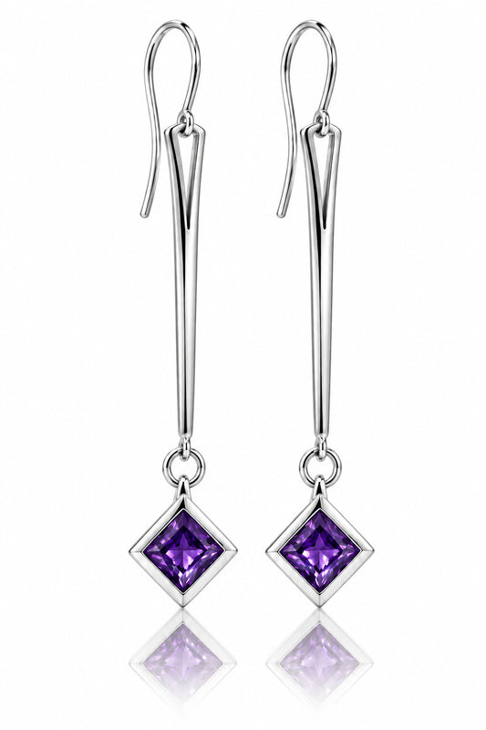 Amethyst and Blue Topaz earrings in sterling silver by Joryel Vera, style E9875 - view 3