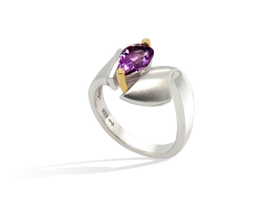 Amethyst and Blue Topaz ring in sterling silver by Joryel Vera, style R6987 - view 3