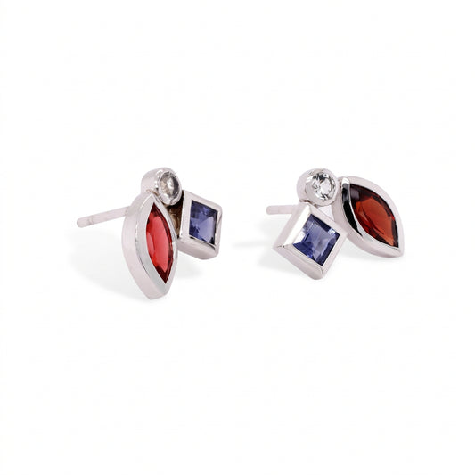 Amethyst and Iolite earrings in sterling silver by Joryel Vera, style E4303