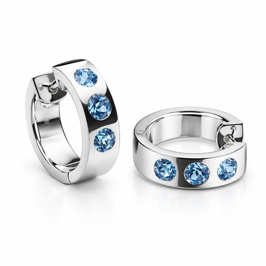 E1841 HINGED HOOP GEMSTONE  HUGGIES