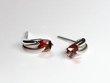 Load image into Gallery viewer, Blue Topaz and Garnet earrings in sterling silver by Joryel Vera, style E7360