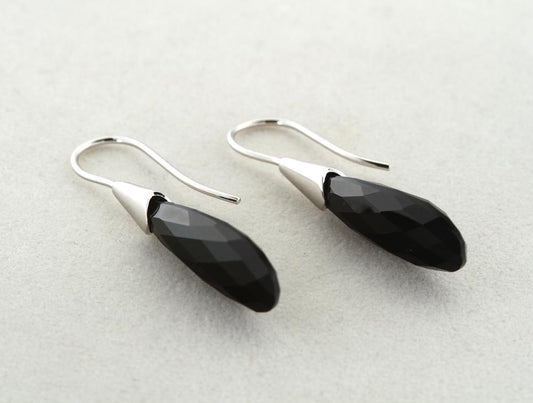Black Onyx and Smokey Quartz earrings in sterling silver by Joryel Vera, style E5490
