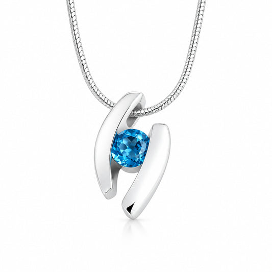 Amethyst and Blue Topaz pendant in sterling silver by Joryel Vera, style P2691 - view 4