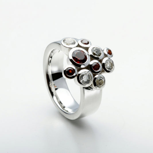 Amethyst and Blue Topaz ring in sterling silver by Joryel Vera, style R4511 - view 4