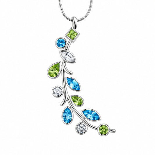 Blue Topaz and Peridot pendant in sterling silver by Joryel Vera, style P4855