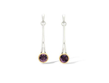 Load image into Gallery viewer, Green Amethyst and Amethyst earrings in sterling silver by Joryel Vera, style E7801 - view 2