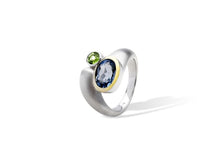 Load image into Gallery viewer, Amethyst and Blue Topaz ring in sterling silver by Joryel Vera, style R5835