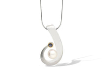 Load image into Gallery viewer, Blue Topaz and Garnet pendant in sterling silver by Joryel Vera, style P7316 - view 3