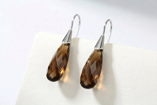Black Onyx and Smokey Quartz earrings in sterling silver by Joryel Vera, style E5490 - view 2