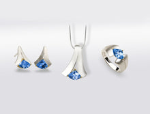 Load image into Gallery viewer, Blue Topaz jewelry set in sterling silver by Joryel Vera