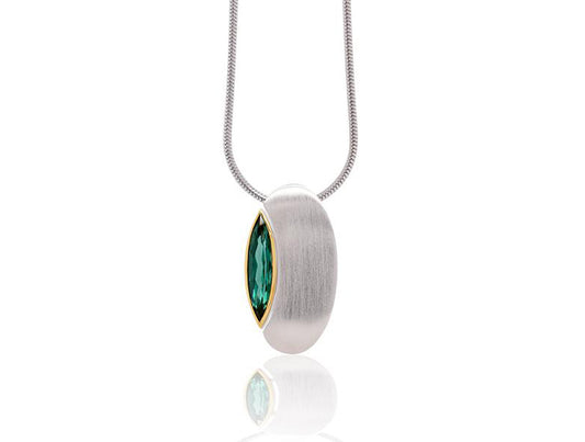 Green Quartz and Blue Topaz pendant in sterling silver by Joryel Vera, style P5823