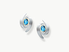 Load image into Gallery viewer, Blue Topaz and Clear Quartz earrings in sterling silver by Joryel Vera, style E7352