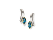 Load image into Gallery viewer, Blue Topaz and Garnet earrings in sterling silver by Joryel Vera, style E7351 - view 2
