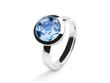 Load image into Gallery viewer, Blue Topaz and Green Amethyst ring in sterling silver by Joryel Vera, style R3329
