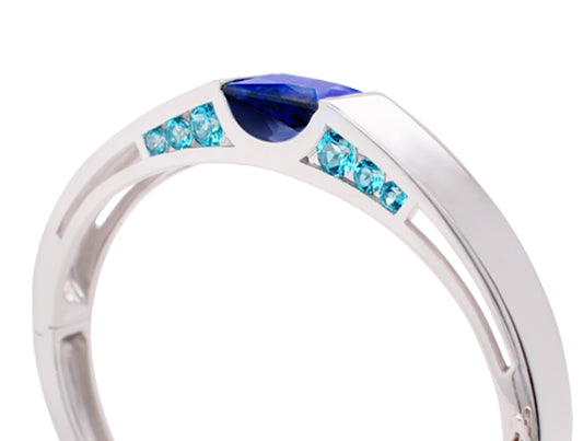 Blue Topaz and Green Quartz bracelet in sterling silver by Joryel Vera, style B2028 - view 2