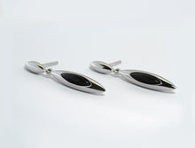 Load image into Gallery viewer, Black Onyx and White Agate earrings in sterling silver by Joryel Vera, style E4868